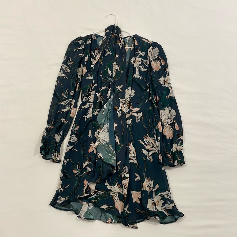 Reformation Green Floral Wrap Dress size small